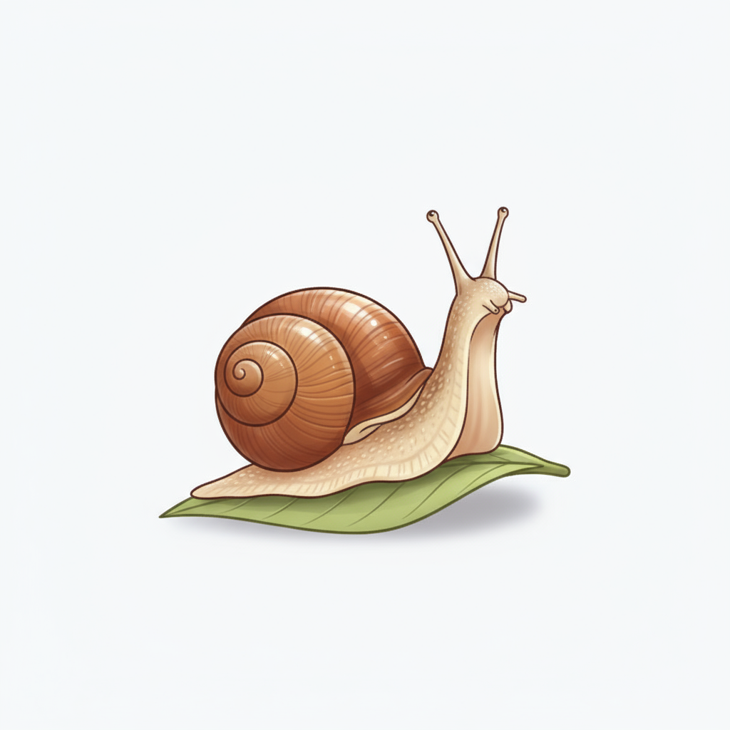 AI image generated of A simple cartoon of a snail with a spiraled shell and two antennae.